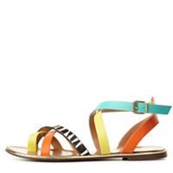 Report Signature Strappy Zebra Color Block Sandals - Picture 2 of 4